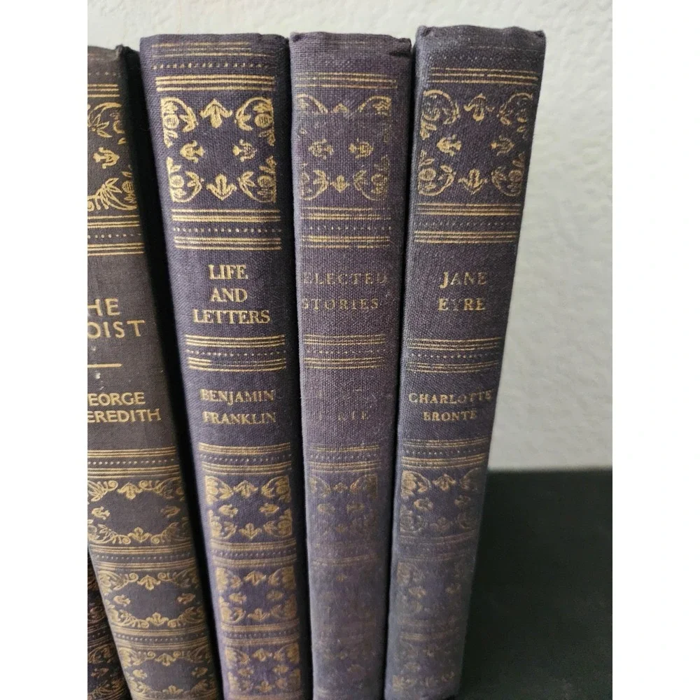 Vtg Book League America Puritan‎ Liberty Set (9) HC 1940s Navy Blue Gold Books